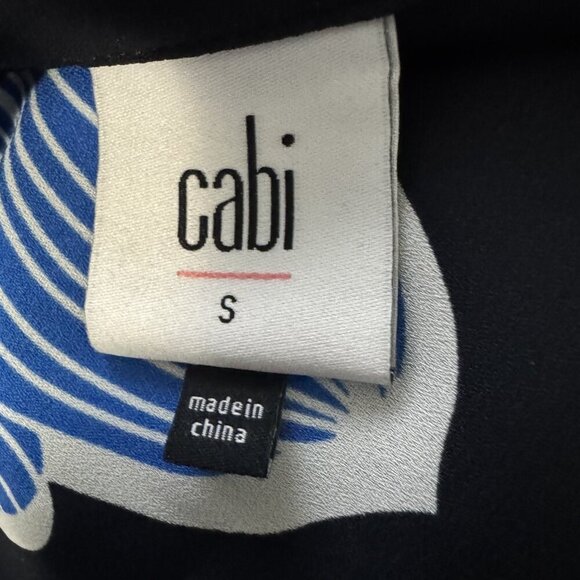 Cabi Regal Blouse #6080 Black Blue floral Button Front Long Sleeve size small - Picture 5 of 8